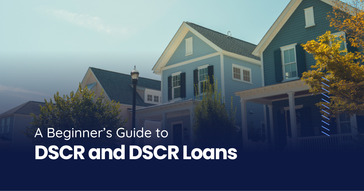 Blue residential homes in suburban neighborhood for DSCR loan financing guide.