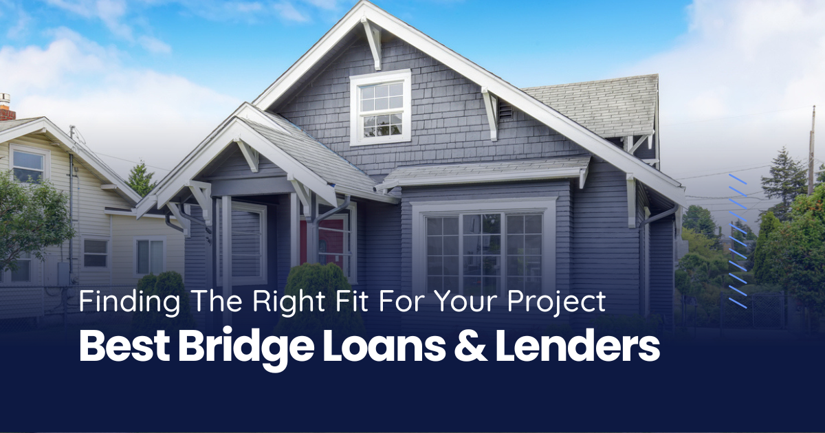 Modern gray residential home with white trim illustrating best bridge loan lenders guide for property investors