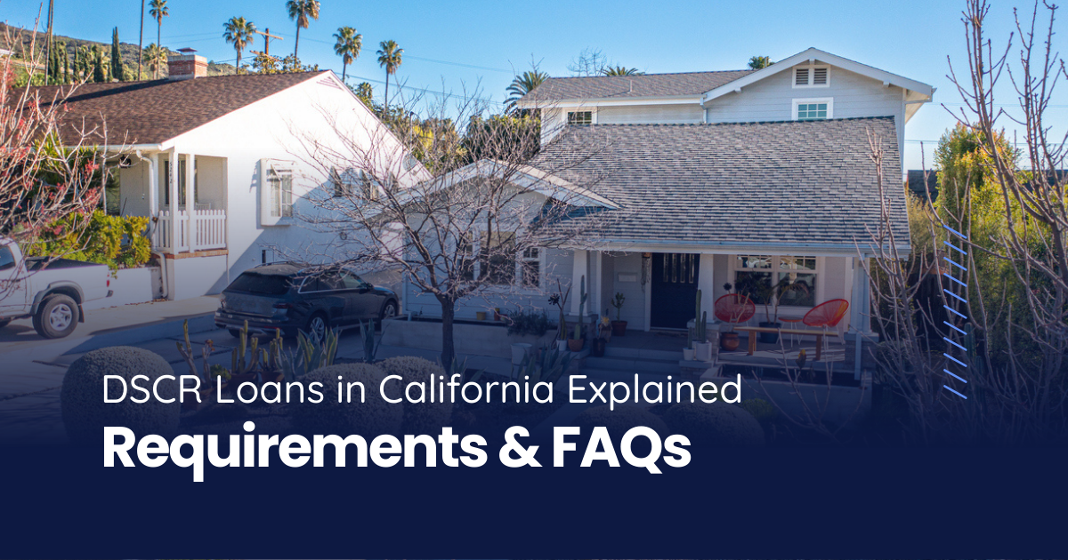 A suburban California home photographed from the street, with palm trees and hills visible in the background.